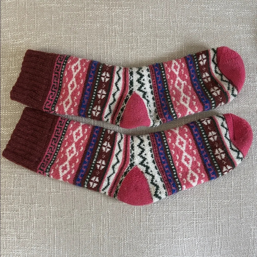 Two Pairs of Nordic Fair Isle Socks